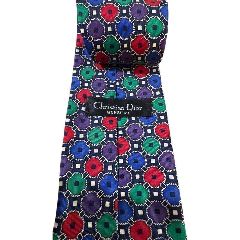 Christian Dior Executive Men's Designer Tie 100% Silk 58”x3.75” Multicolored - Picture 3 of 3